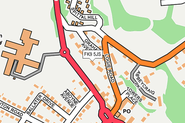FK9 5JS map - OS OpenMap – Local (Ordnance Survey)
