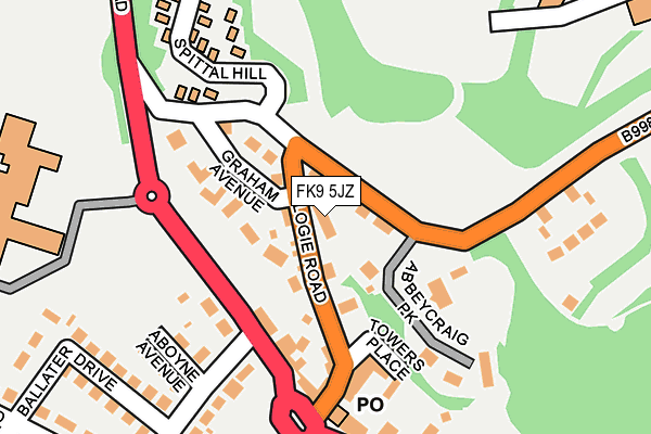 FK9 5JZ map - OS OpenMap – Local (Ordnance Survey)