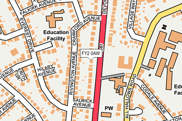 FY2 0AW map - OS OpenMap – Local (Ordnance Survey)
