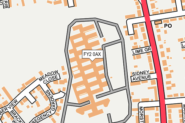 FY2 0AX map - OS OpenMap – Local (Ordnance Survey)