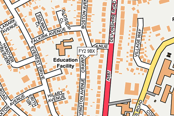 FY2 9BX map - OS OpenMap – Local (Ordnance Survey)