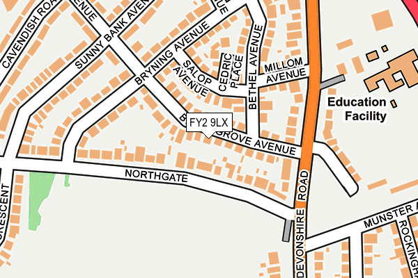 FY2 9LX map - OS OpenMap – Local (Ordnance Survey)