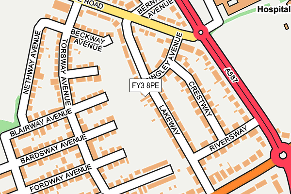 FY3 8PE map - OS OpenMap – Local (Ordnance Survey)