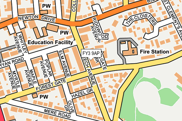 FY3 9AP map - OS OpenMap – Local (Ordnance Survey)