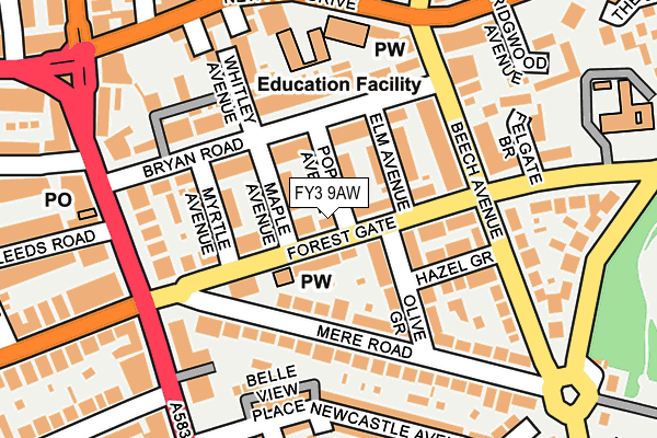 FY3 9AW map - OS OpenMap – Local (Ordnance Survey)