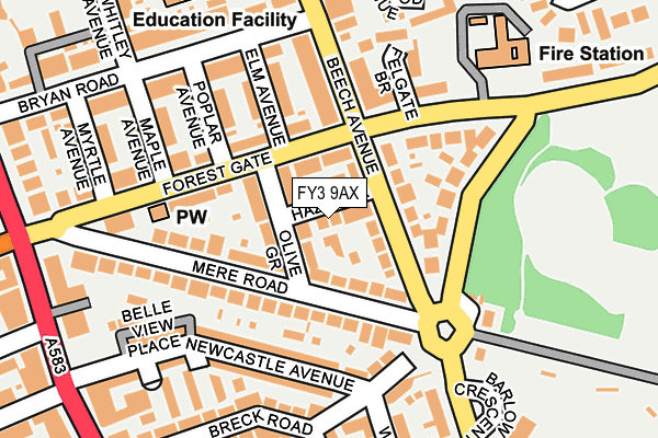 FY3 9AX map - OS OpenMap – Local (Ordnance Survey)