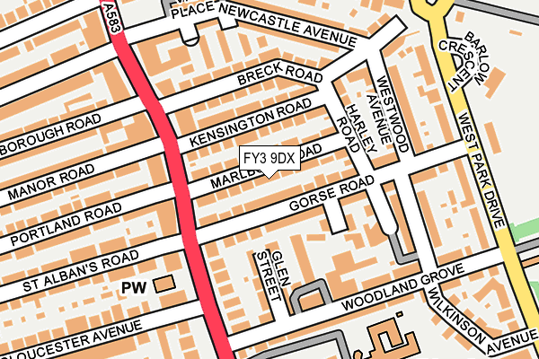 FY3 9DX map - OS OpenMap – Local (Ordnance Survey)