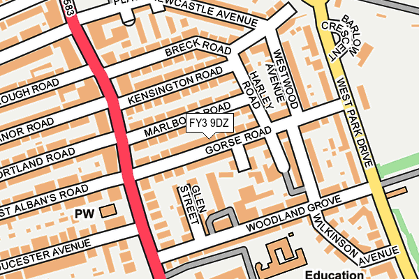 FY3 9DZ map - OS OpenMap – Local (Ordnance Survey)