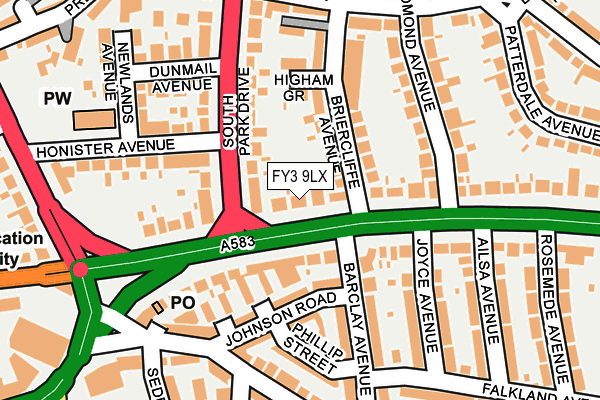 FY3 9LX map - OS OpenMap – Local (Ordnance Survey)