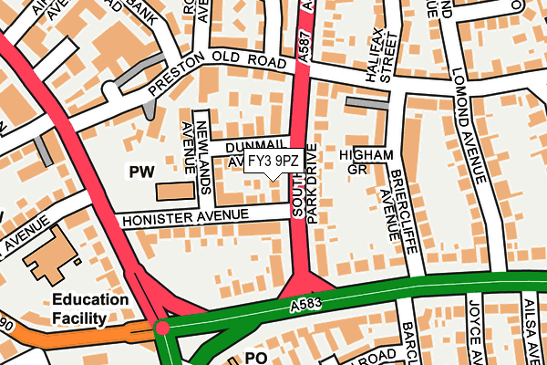 FY3 9PZ map - OS OpenMap – Local (Ordnance Survey)