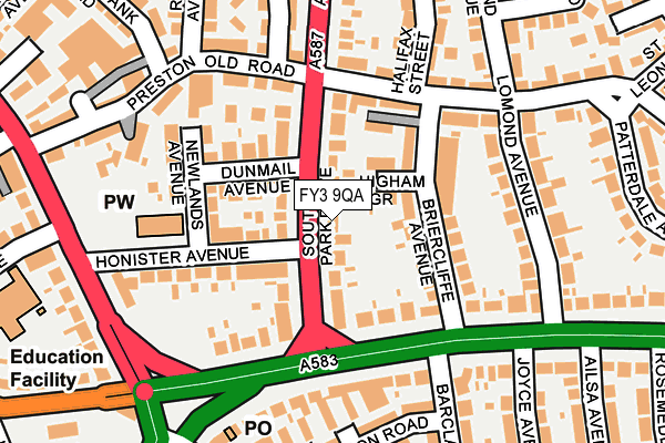 FY3 9QA map - OS OpenMap – Local (Ordnance Survey)