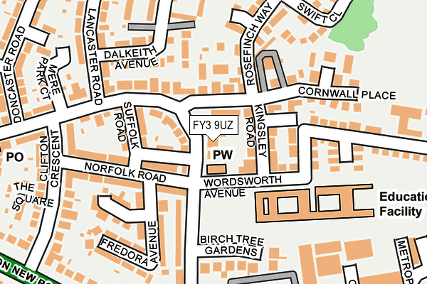 FY3 9UZ map - OS OpenMap – Local (Ordnance Survey)