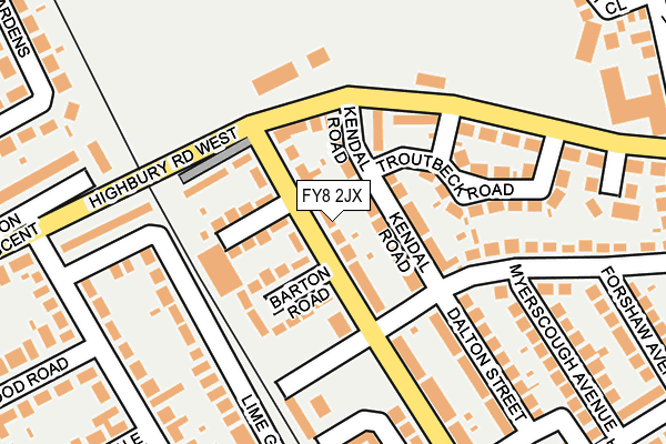 FY8 2JX map - OS OpenMap – Local (Ordnance Survey)