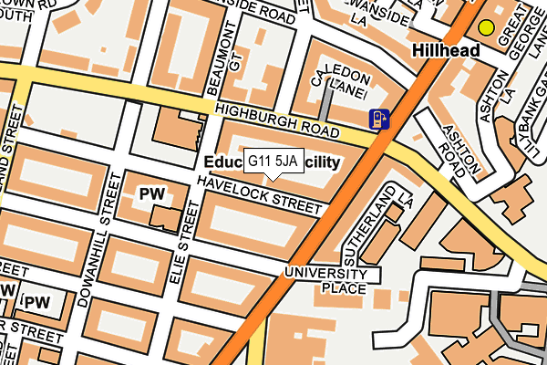 G11 5JA map - OS OpenMap – Local (Ordnance Survey)