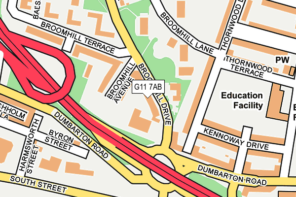 G11 7AB map - OS OpenMap – Local (Ordnance Survey)