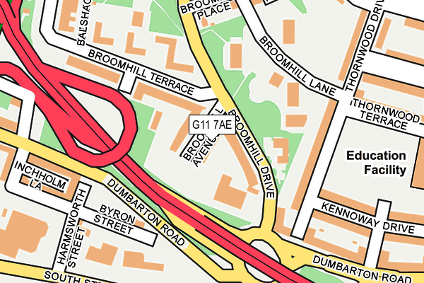 G11 7AE map - OS OpenMap – Local (Ordnance Survey)