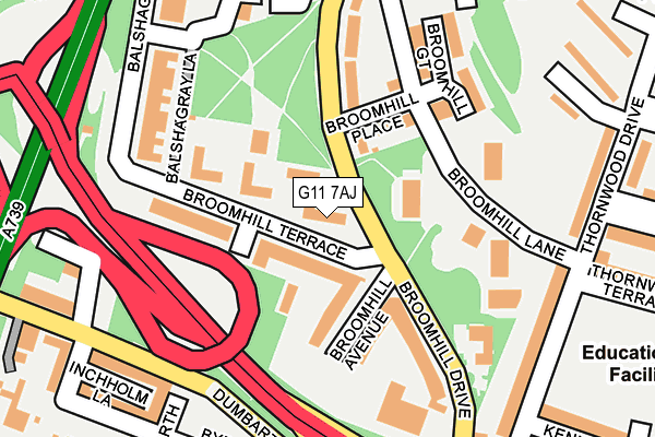 G11 7AJ map - OS OpenMap – Local (Ordnance Survey)