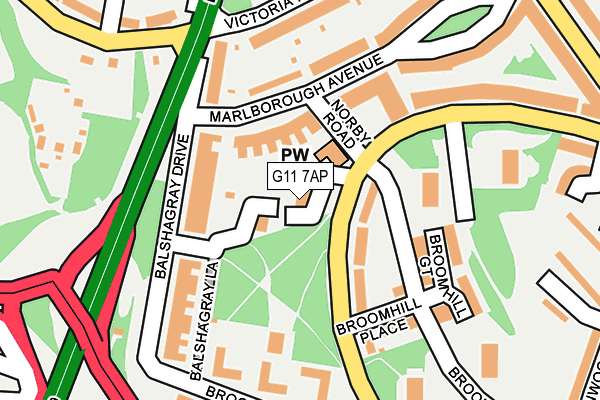 G11 7AP map - OS OpenMap – Local (Ordnance Survey)