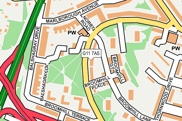 G11 7AS map - OS OpenMap – Local (Ordnance Survey)