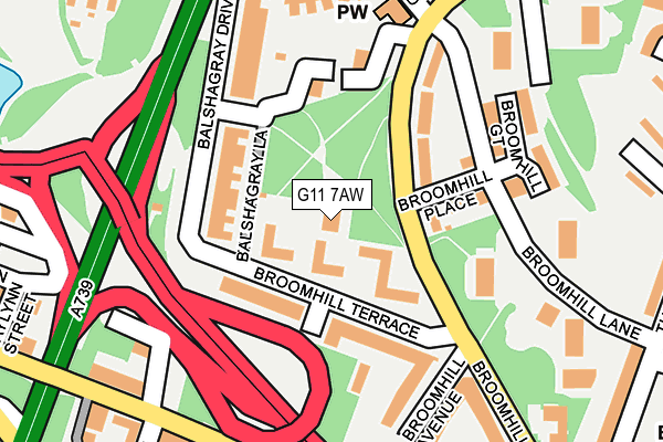 G11 7AW map - OS OpenMap – Local (Ordnance Survey)