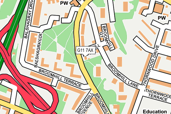 G11 7AX map - OS OpenMap – Local (Ordnance Survey)