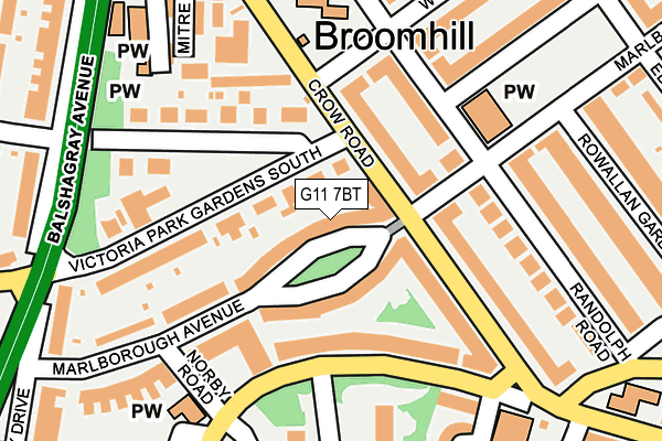 G11 7BT map - OS OpenMap – Local (Ordnance Survey)