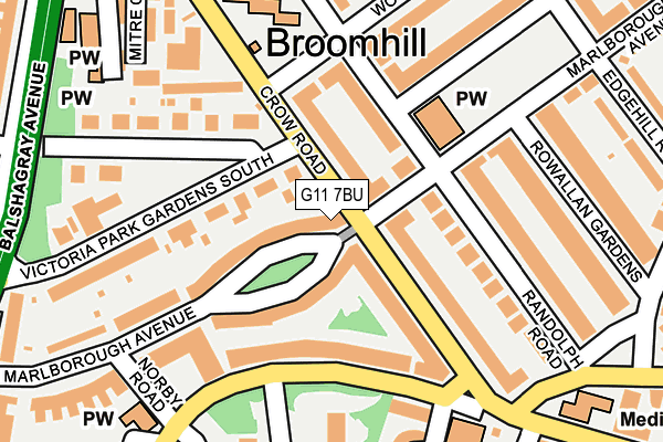 G11 7BU map - OS OpenMap – Local (Ordnance Survey)