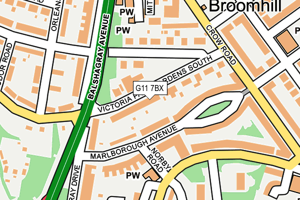 G11 7BX map - OS OpenMap – Local (Ordnance Survey)