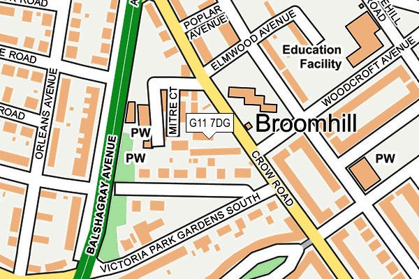 G11 7DG map - OS OpenMap – Local (Ordnance Survey)