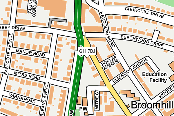 G11 7DJ map - OS OpenMap – Local (Ordnance Survey)