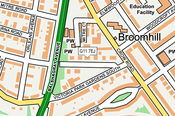 G11 7EJ map - OS OpenMap – Local (Ordnance Survey)