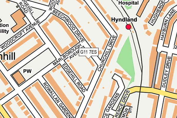 G11 7ES map - OS OpenMap – Local (Ordnance Survey)