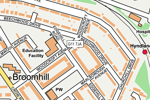 G11 7JA map - OS OpenMap – Local (Ordnance Survey)