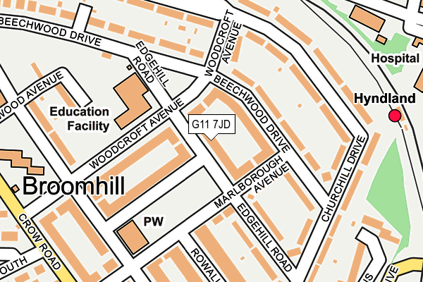 G11 7JD map - OS OpenMap – Local (Ordnance Survey)