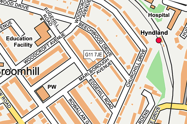 G11 7JE map - OS OpenMap – Local (Ordnance Survey)