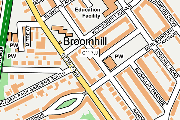 G11 7JJ map - OS OpenMap – Local (Ordnance Survey)