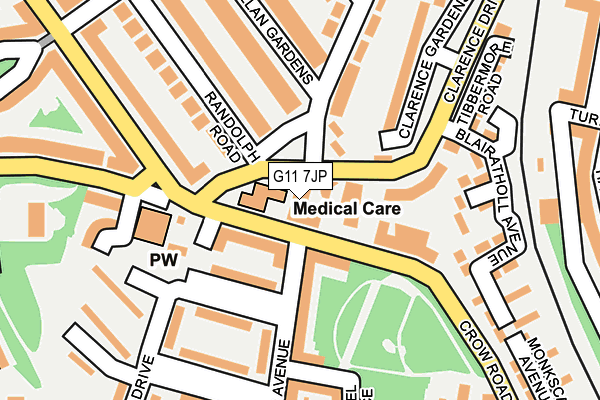 G11 7JP map - OS OpenMap – Local (Ordnance Survey)