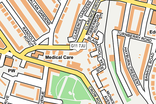 G11 7JU map - OS OpenMap – Local (Ordnance Survey)