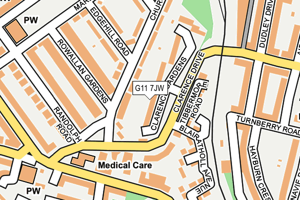 G11 7JW map - OS OpenMap – Local (Ordnance Survey)