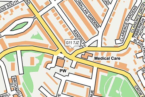 G11 7JZ map - OS OpenMap – Local (Ordnance Survey)