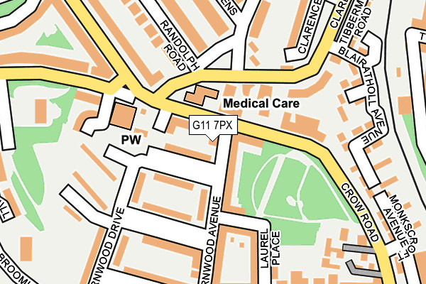 G11 7PX map - OS OpenMap – Local (Ordnance Survey)