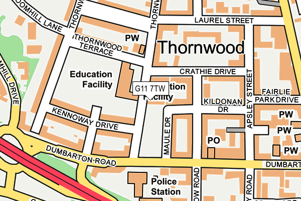 G11 7TW map - OS OpenMap – Local (Ordnance Survey)