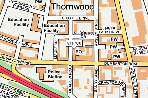 G11 7UX map - OS OpenMap – Local (Ordnance Survey)