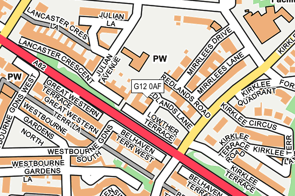 G12 0AF map - OS OpenMap – Local (Ordnance Survey)