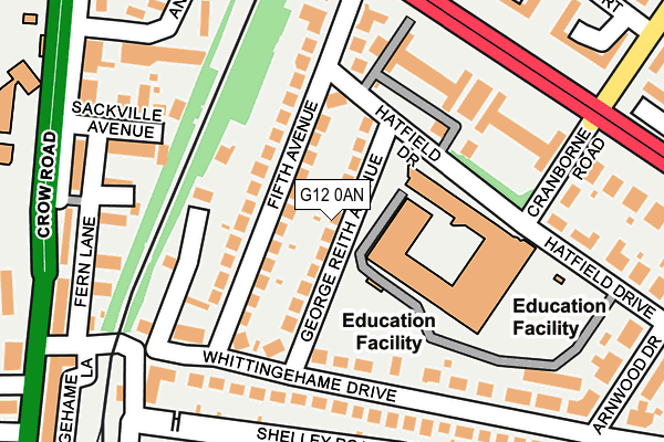 G12 0AN map - OS OpenMap – Local (Ordnance Survey)