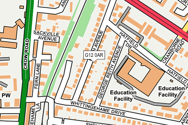 G12 0AR map - OS OpenMap – Local (Ordnance Survey)