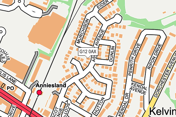 G12 0AX map - OS OpenMap – Local (Ordnance Survey)