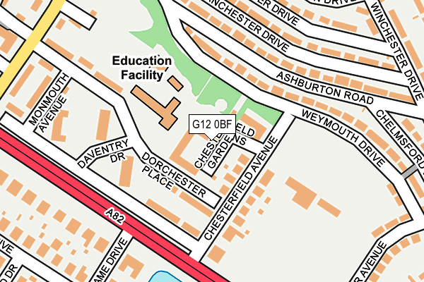 G12 0BF map - OS OpenMap – Local (Ordnance Survey)