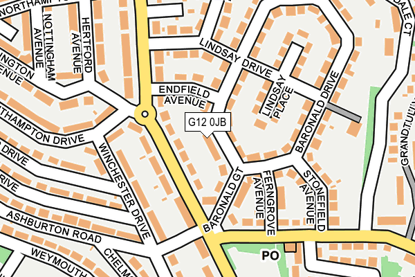 G12 0JB map - OS OpenMap – Local (Ordnance Survey)