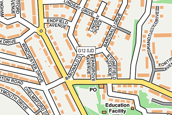 G12 0JD map - OS OpenMap – Local (Ordnance Survey)